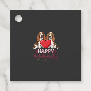 Valentine's Day Basset Hound Floral Dog Favour Tags
