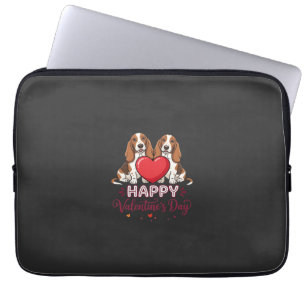 Valentine's Day Basset Hound Floral Dog Laptop Sleeve