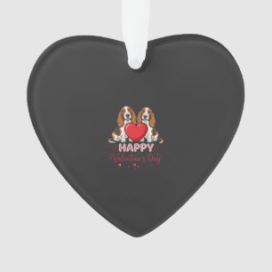 Valentine's Day Basset Hound Floral Dog Ornament