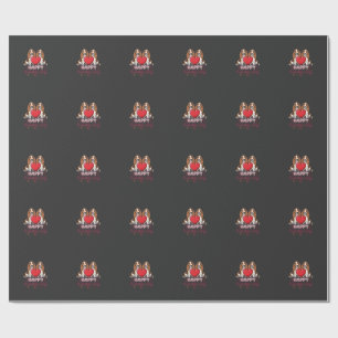 Valentine's Day Basset Hound Floral Dog Wrapping Paper