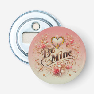 Valentine's Day Be Mine Design with Heart, Quote Bottle Opener