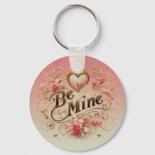 Valentine's Day Be Mine Design with Heart, Quote Key Ring