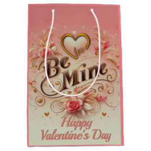 Valentine's Day Be Mine Design with Heart, Quote Medium Gift Bag