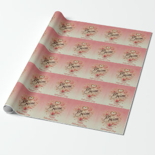 Valentine's Day Be Mine Design with Heart, Quote Wrapping Paper