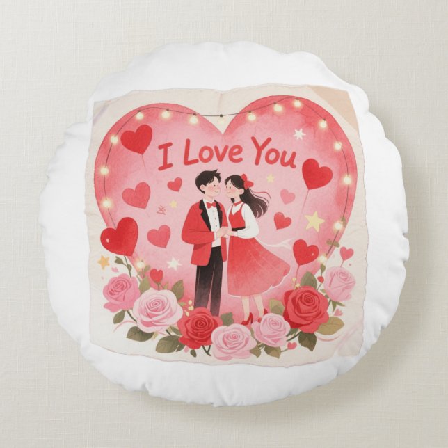 Valentine's Day be romantic and live the moment Round Cushion (Front)