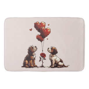 Valentines Day Beagle Dogs Bath Mat