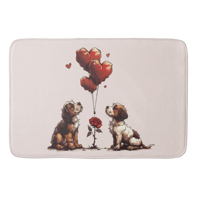 Valentines Day Beagle Dogs Bath Mat (Front)