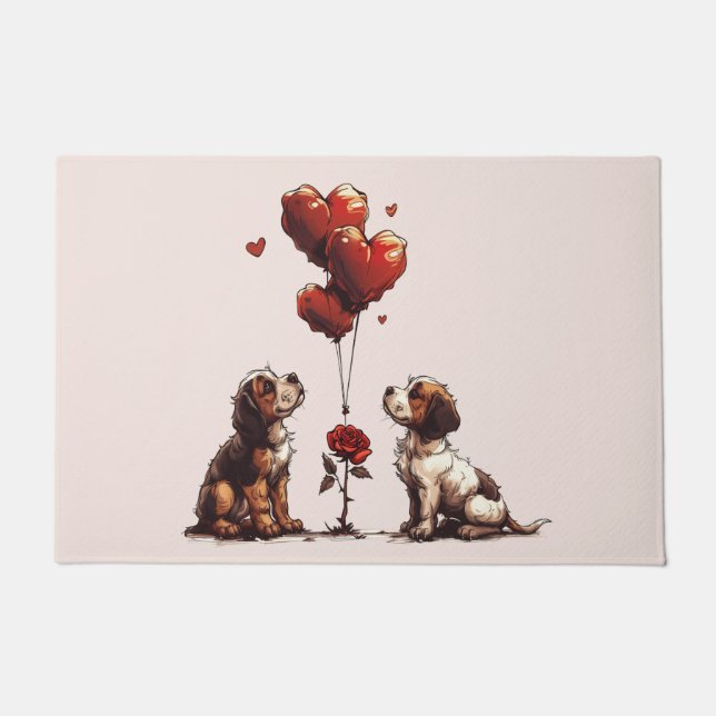 Valentines Day Beagle Dogs Doormat (Front)