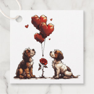 Valentines Day Beagle Dogs Favour Tags