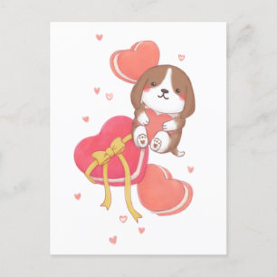 Valentine's Day: Beagle & Macarons Postcard