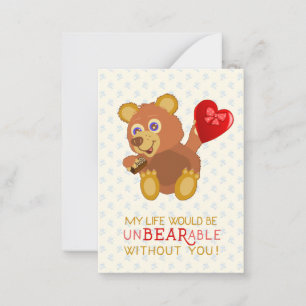 Valentine's Day Bear Funny Kids School Classroom Card