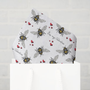 Valentine's Day Bee Mine Bees and Hearts Pattern Tissue Paper