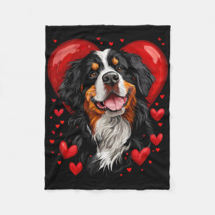 Valentine's Day Bernese Mountain Dog  Fleece Blanket