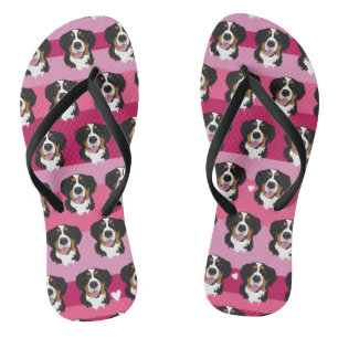 Valentines Day Bernese Mountain Dog  Flip Flops