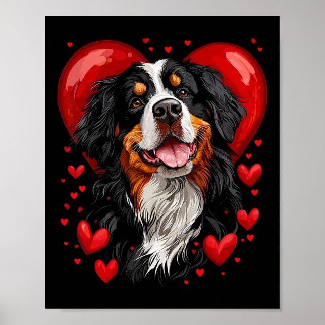 Valentine's Day Bernese Mountain Dog  Poster (Front)