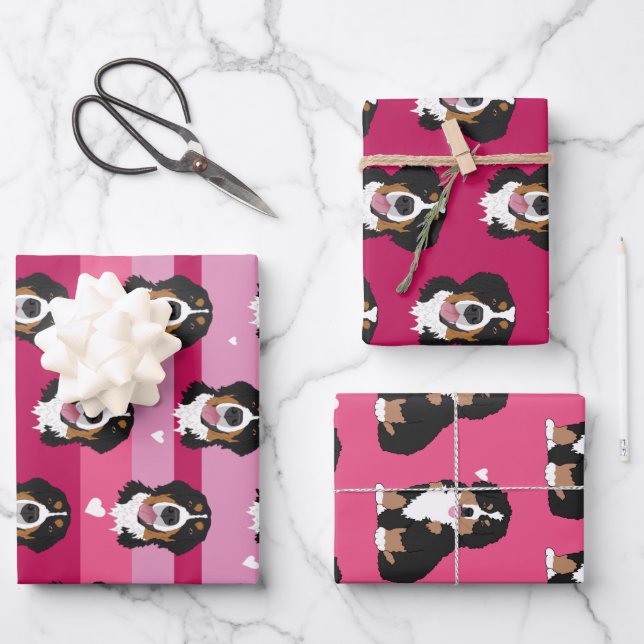 Valentines Day Bernese Mountain Dog   Wrapping Paper Sheet (Front)