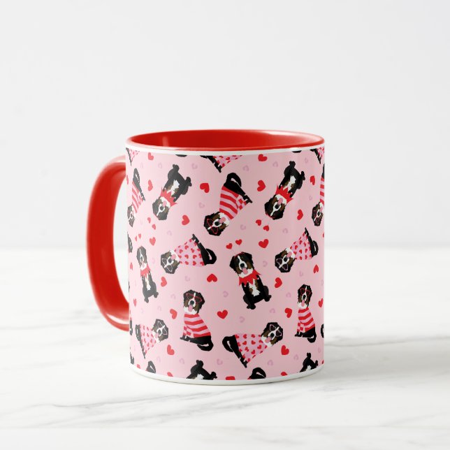 Valentines Day Bernese Mountain Dogs Mug (Front Left)