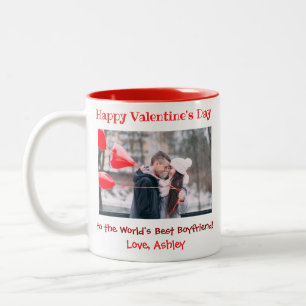 Valentines Day Best Boyfriend Cute Photo Two-Tone Coffee Mug