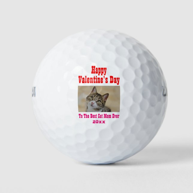 Valentines Day Best Cat Mum Ever Pet Photo Golf Balls (Front)