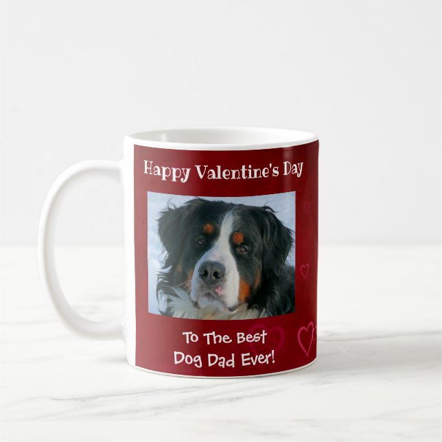 Valentines Day Best Dog Dad Ever Cute Pet Photo Coffee Mug (Left)
