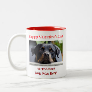 Valentines Day Best Dog Mum Ever Custom Pet Photo Two-Tone Coffee Mug