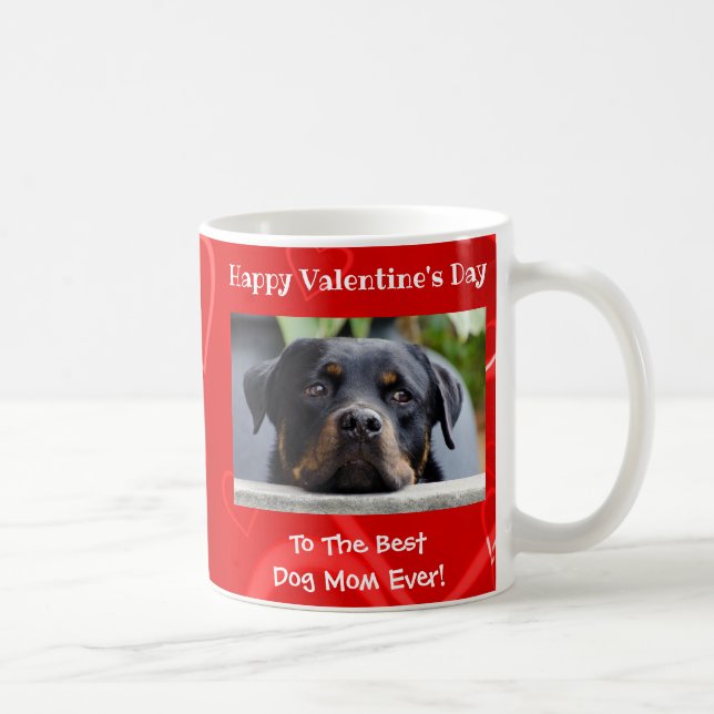 Valentines Day Best Dog Mum Ever Cute Photo Coffee Mug (Right)