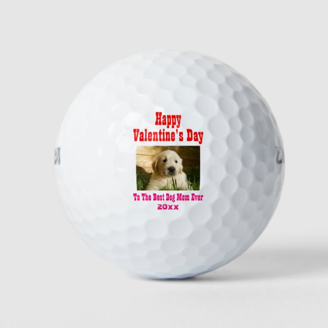 Valentines Day Best Dog Mum Ever Pet Photo Golf Balls (Front)