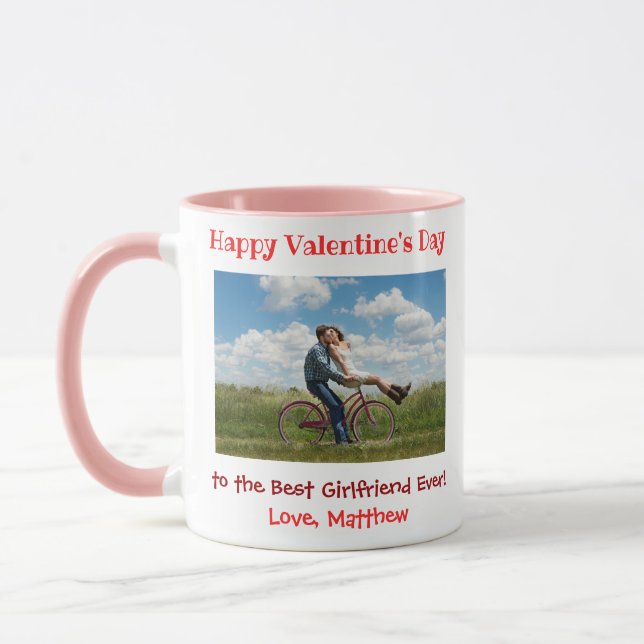 Valentines Day Best Girlfriend Cute Couple Photo Mug (Left)