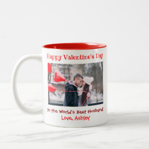 Valentines Day Best Husband Ever Cute Photo Two-Tone Coffee Mug