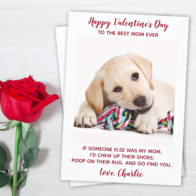Valentines Day Best Mum Ever Custom Pet Dog Photo Holiday Card (Creator Uploaded)