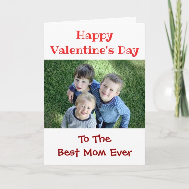 Valentines Day Best Mum Ever Kids Photo Holiday Card (Front)