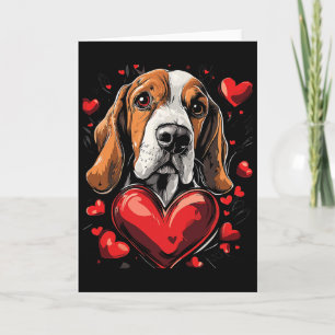 Valentine's Day Bet Hound, Hearts, Dog  Card