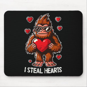 Valentine's Day Big Foot Sasquatch I Steal Hearts Mouse Mat