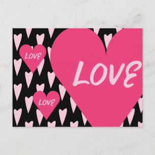 Valentines Day Big Hearts Love Pink Postcard