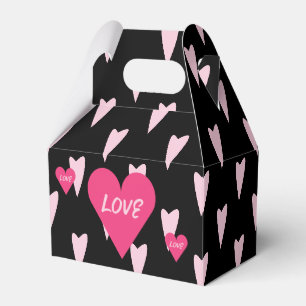 Valentines Day Big Love Hearts Pink Black Favour Box