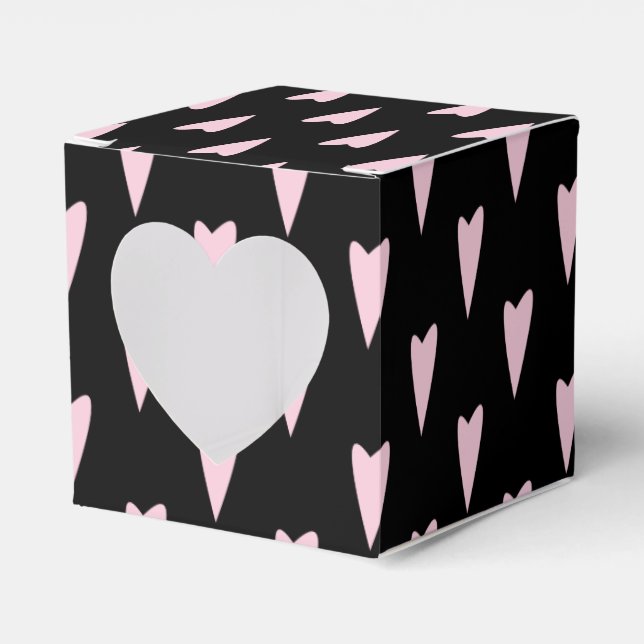 Valentines Day Big Peak Hearts Pink Black Favour Box (Front Side)
