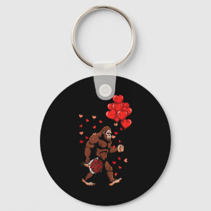 Valentines Day Bigfoot Balloons Sasquatch Men Boys Key Ring