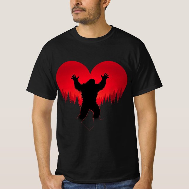 Valentines Day BigFoot Premium T-Shirt, Funny T-Shirt (Front)