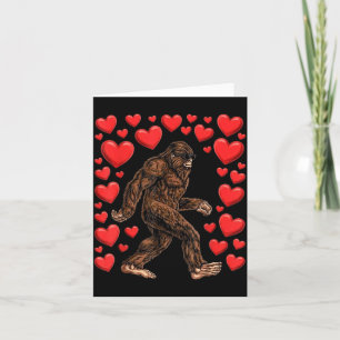 Valentines Day Bigfoot Red Hearts Funny Sasquatch  Card