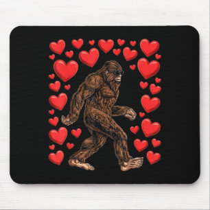 Valentines Day Bigfoot Red Hearts Funny Sasquatch  Mouse Mat