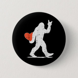 Valentines Day Bigfoot Rock Heart Sasquatch Women 6 Cm Round Badge