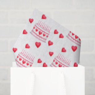 Valentine's Day Birthday Cake Pattern Tissue Paper