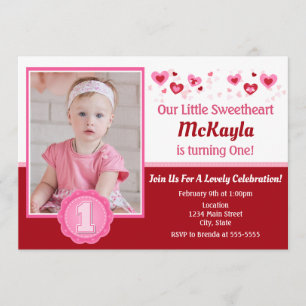 Valentine's Day Birthday Invitation 1st Birthday