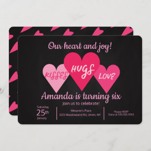 Valentines Day Birthday Party Hearts Chalkboard Invitation