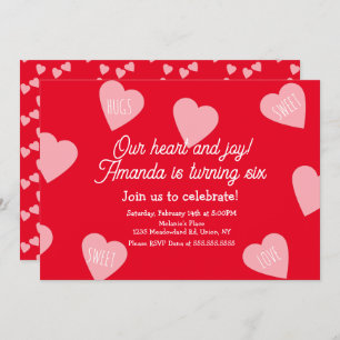 Valentines Day Birthday Party Hearts Floating Invitation