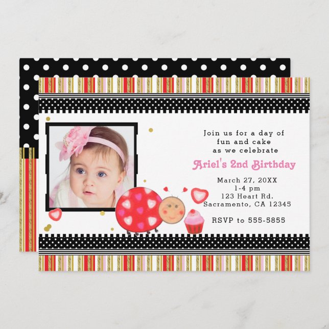 Valentines Day Birthday Party Photo Invitation (Front/Back)