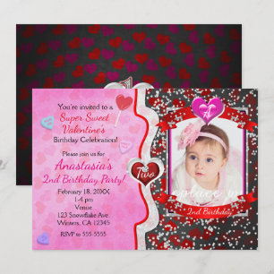 Valentine's Day Birthday Party Photo Invitations