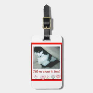Valentine's Day Black and White Cat Luggage Tag