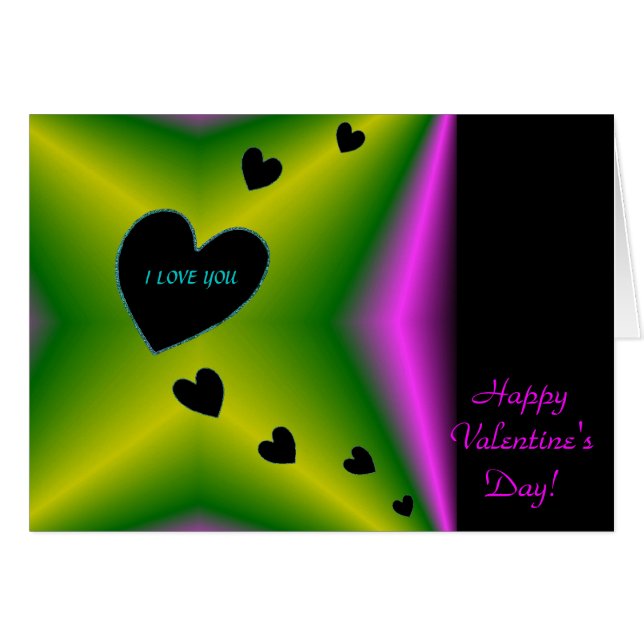 Valentine's Day  - Black Heart on Rainbow (Front Horizontal)