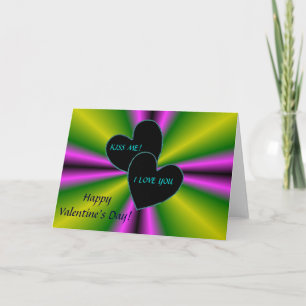 Valentine's Day - Black Heart on Rainbow Holiday Card
